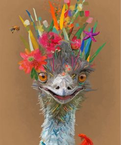 ostrich-and-flowers-paint-by-numbers