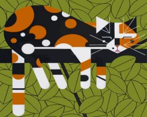 Sleepy Cat Charley Harper Paint by numbers