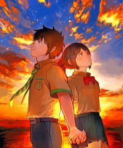 Taki And Mitsuha From Kimi No Na Wa paint by number