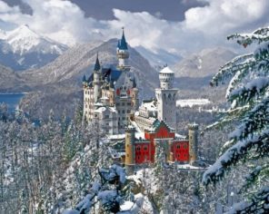 Neuschwanstein Castle Winter Paint by numbers