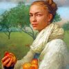 woman eating apples by louise fenne paint by numbers