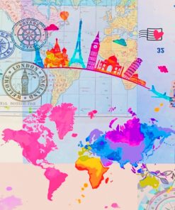 World Map paint by numbers