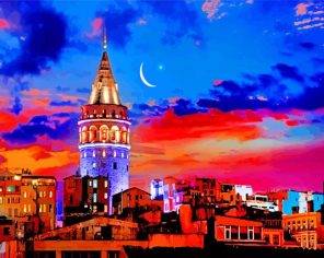 Aesthetic Galata Tower paint by number