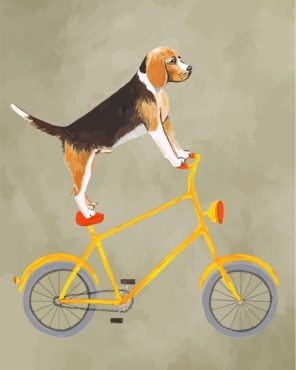 Beagle On Bicycle Paint by numbers