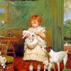 Charles Burton Barber girl with dogs paint by numbers