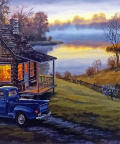 Early To Rise Cabin With Old Truck paint by numbers paint by numbers