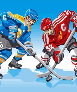 Illustration Ice Hokey Players paint by numbers