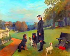 John Brown With Dogs At Osborne By Charles Burton Barber paint by number