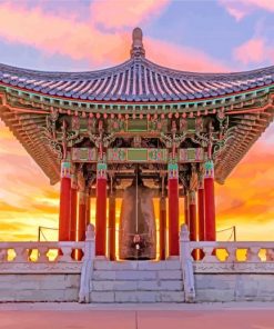 Korean Friendship Bell sunset san pedro paint by number