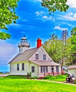 Mission Point Lighthouse Michigan paint by number