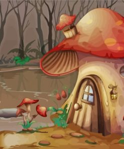 Mushroom Forest House Paint by numbers