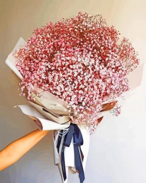 Pink Babys Breath Bouquet paint by number