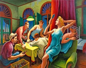 Poker Night Thomas Hart Benton paint by number