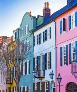 Rainbow Row south carolina Paint by number