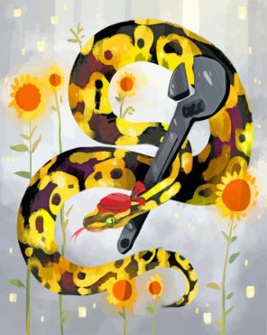 Royal Python and sunflowers paint by number