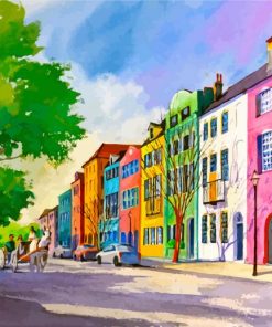 South Carolina Rainbow Row Art paint by number