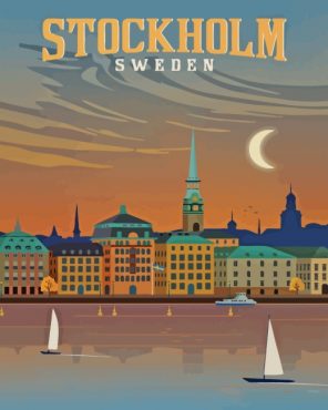 Stockholm Sweden Poster paint by numbers