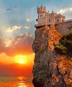 Sunset Swallow Nest Castle paint by number