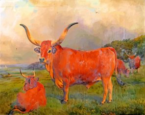 A Group Of Spanish Oxen Charles Burton Barber Paint by number