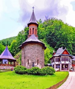 Aesthetic Prislop Monastery Transylvania paint by numbers