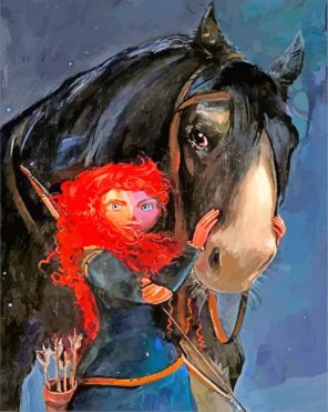 Brave Merida And Her Horse paint by number