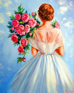 Bride Holding Flowers paint by numbers