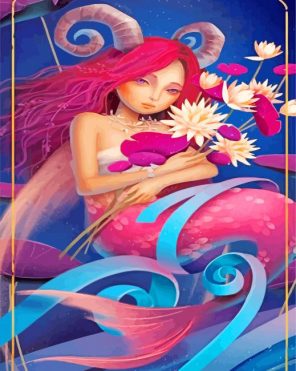 Capricorn Mermaaid Goddess paint by numbers