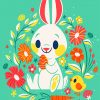 Chick And Easter Bunny Illustration Paint by numbers