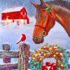 Christmas Horse SceneChristmas Horse Scene paint by numbers