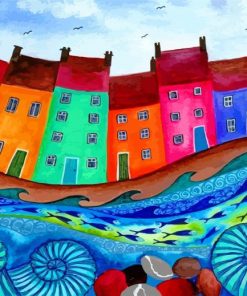 Colorful Houses Art paint by numbers