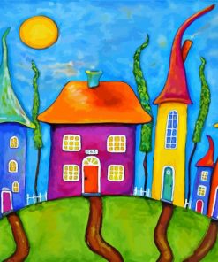 colorful houses paint by numbers