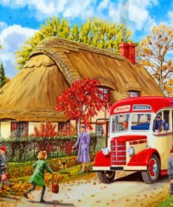 country school bus paint by numbers