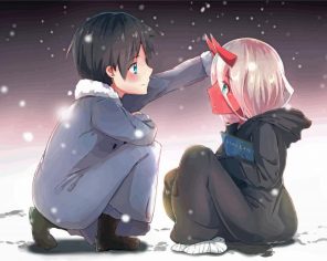 Cute Hiro And Zero Two paint by number