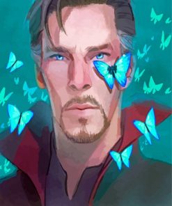 doctor strange and blue butterfly paint by number