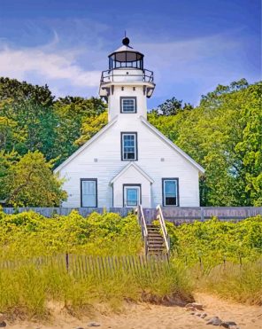 michigan Lighthouse Mission Point Lighthouse paint by number