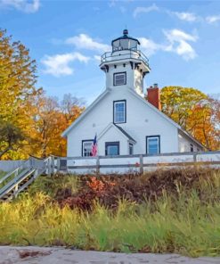 michigan Mission Point Lighthouse paint by number