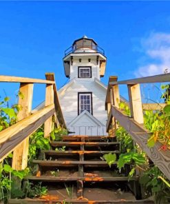 mission point lighthouse michigan paint by number