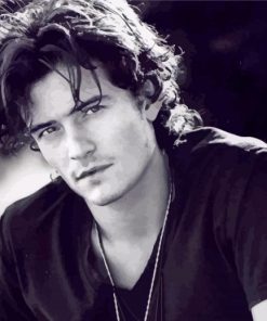 Monochrome Orlando Bloom paint by numbers