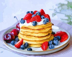 Pancakes With Fruit paint by numbers