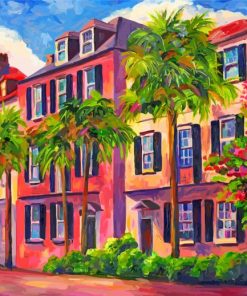 Rainbow Row South Carolina Art paint by number