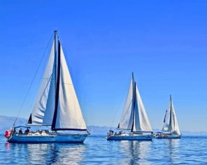 White Sailboats In The Ocean paint by numbers