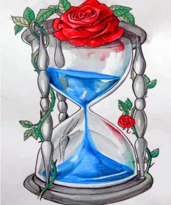 Aesthetic Hourglass With Water And Rose paint by numbers