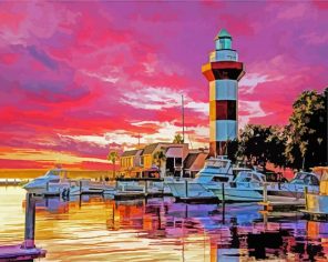 Hilton Head Harbour Town Lighthouse paint by numbers