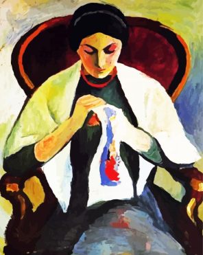 Woman Sewing Paint By Numbers