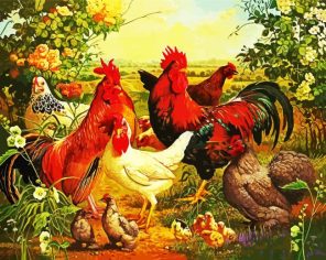 Chikens In Farm Paint By Numbers