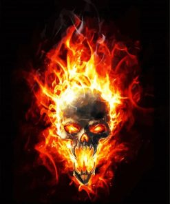 Flaming Skull Head Paint By Numbers