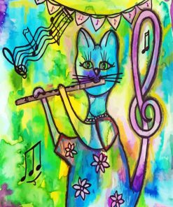 Flutist Cat Paint By Numbers