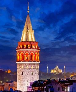 Galata Tower At Night Paint By Numbers