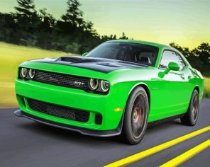 Green Dodge Hellcat Paint By Numbers