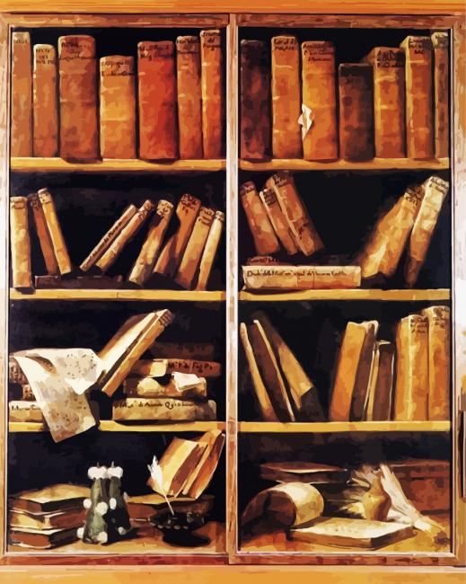 Vintage Bookcase Paint By Numbers